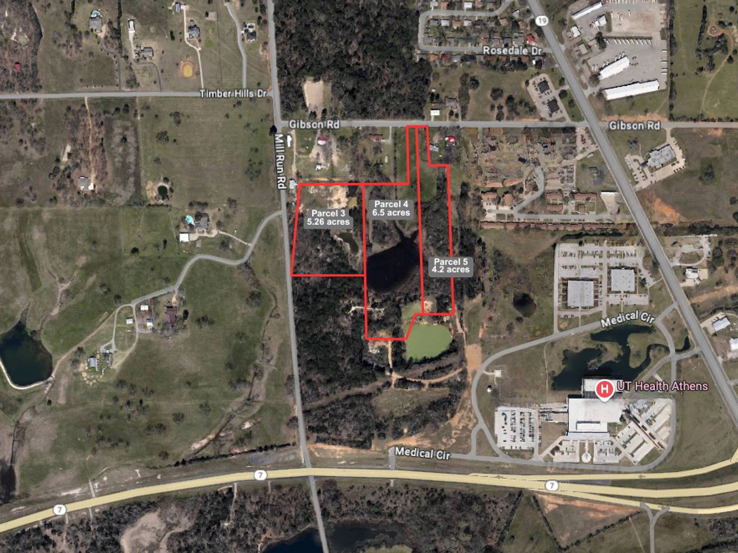 Aerial view of Gibson Road properties.