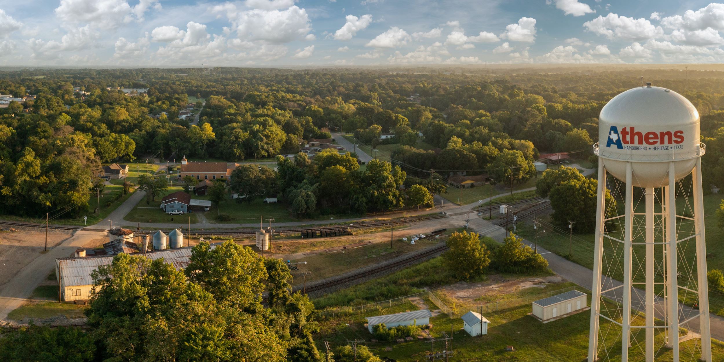 Aerial View of Athens with Water Tower